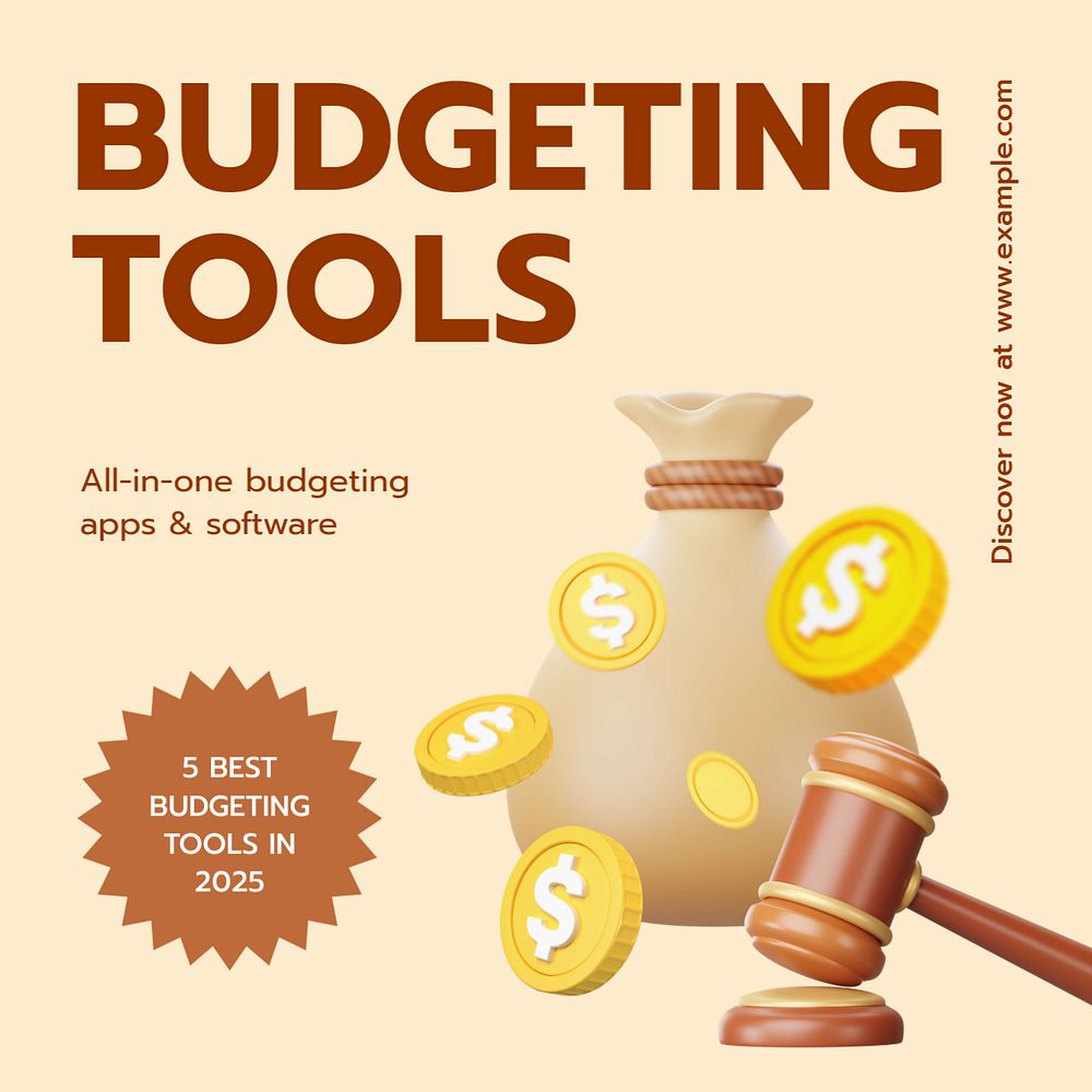 Budgeting tools Instagram post template, editable design