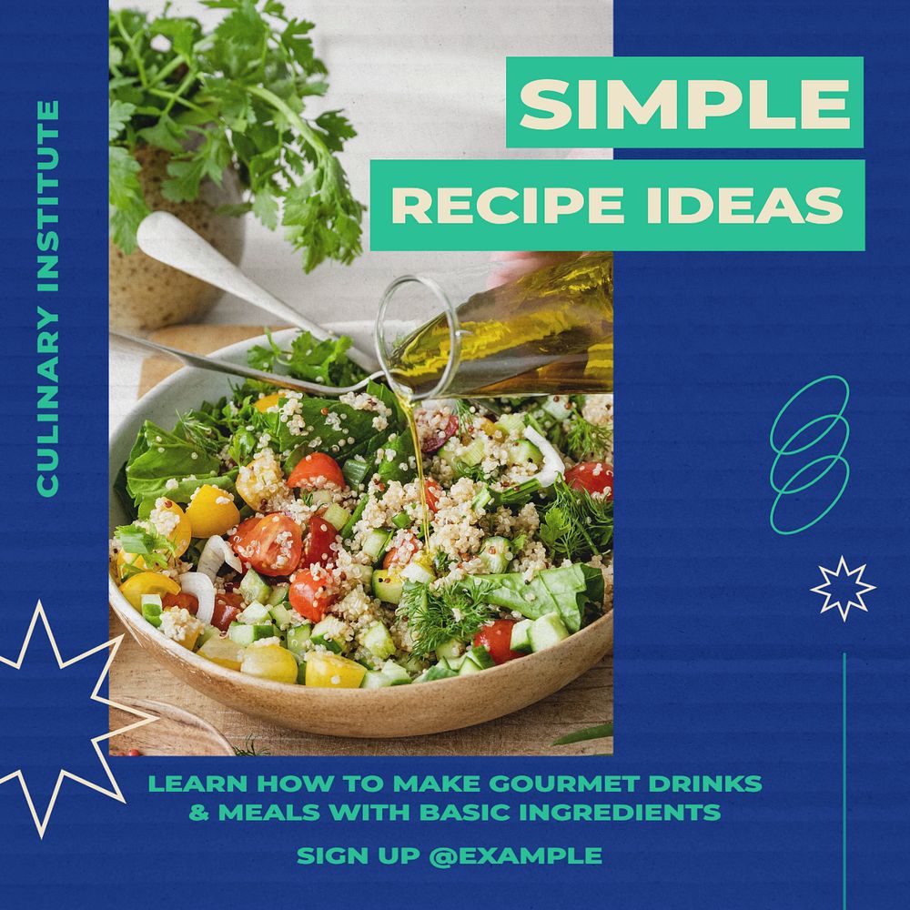 Recipe ideas Instagram post template, editable text