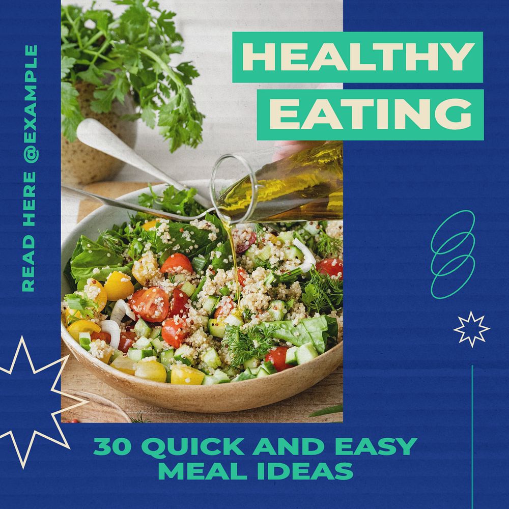 Healthy eating Instagram post template, editable text