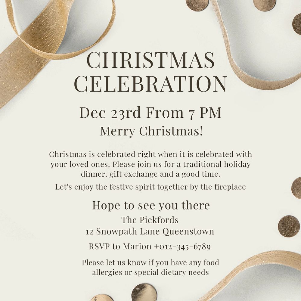 Christmas celebration Instagram post template, editable text