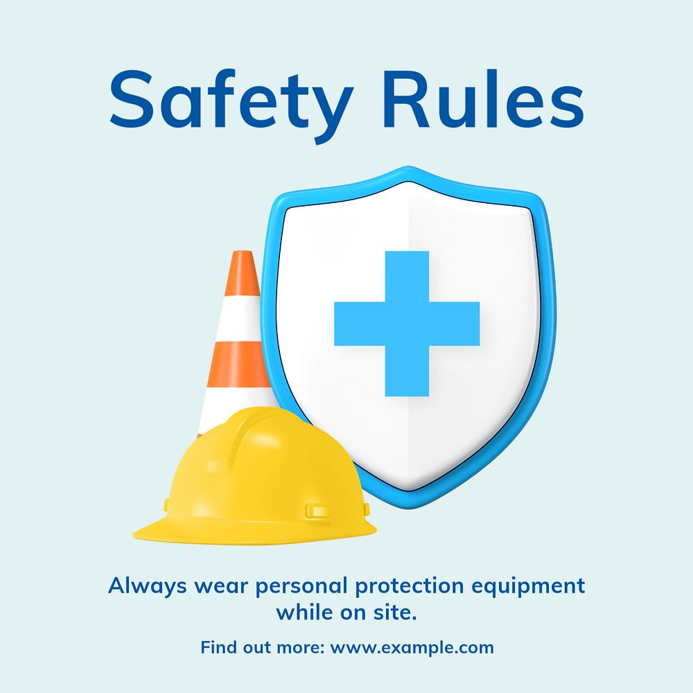 Safety rules Instagram post template, editable text