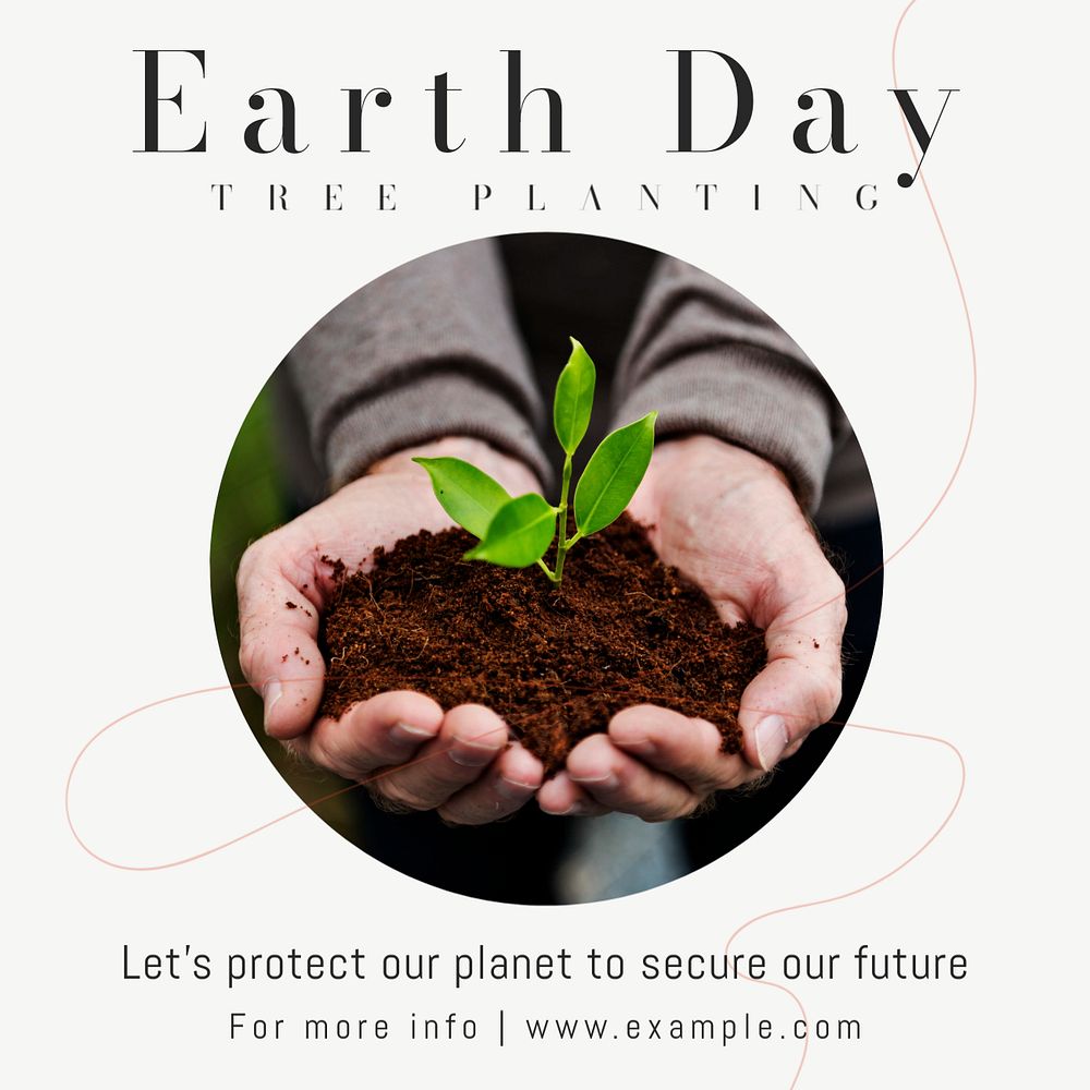 Earth day & tree Instagram post template, editable text