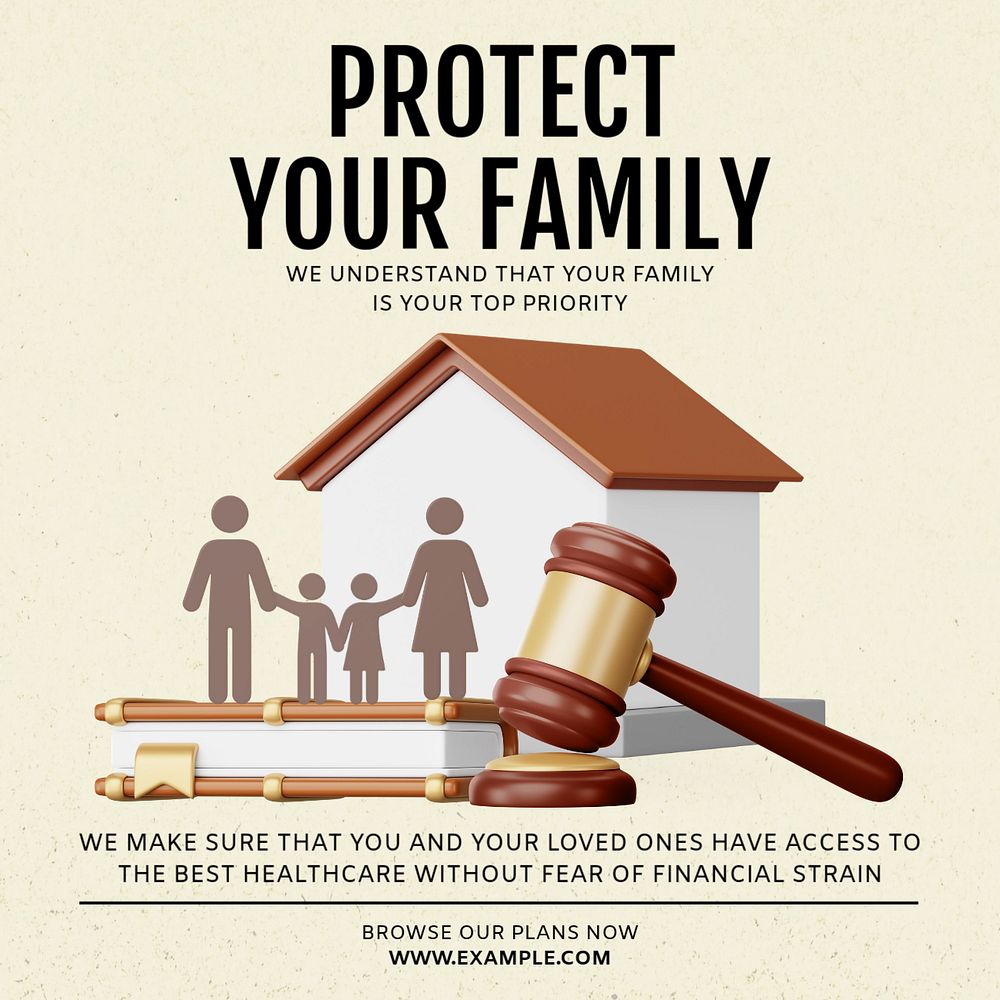 Family insurance Instagram post template, editable design