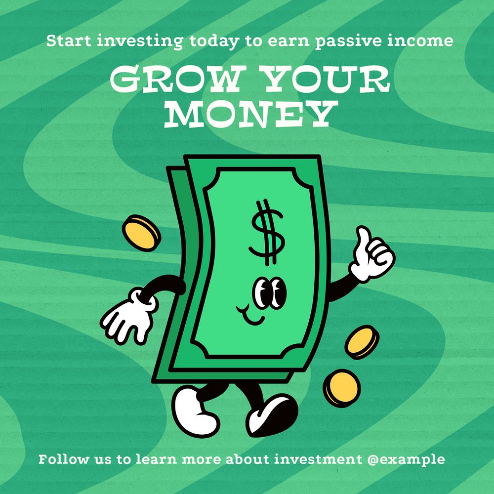 Grow your money Instagram post template, editable text