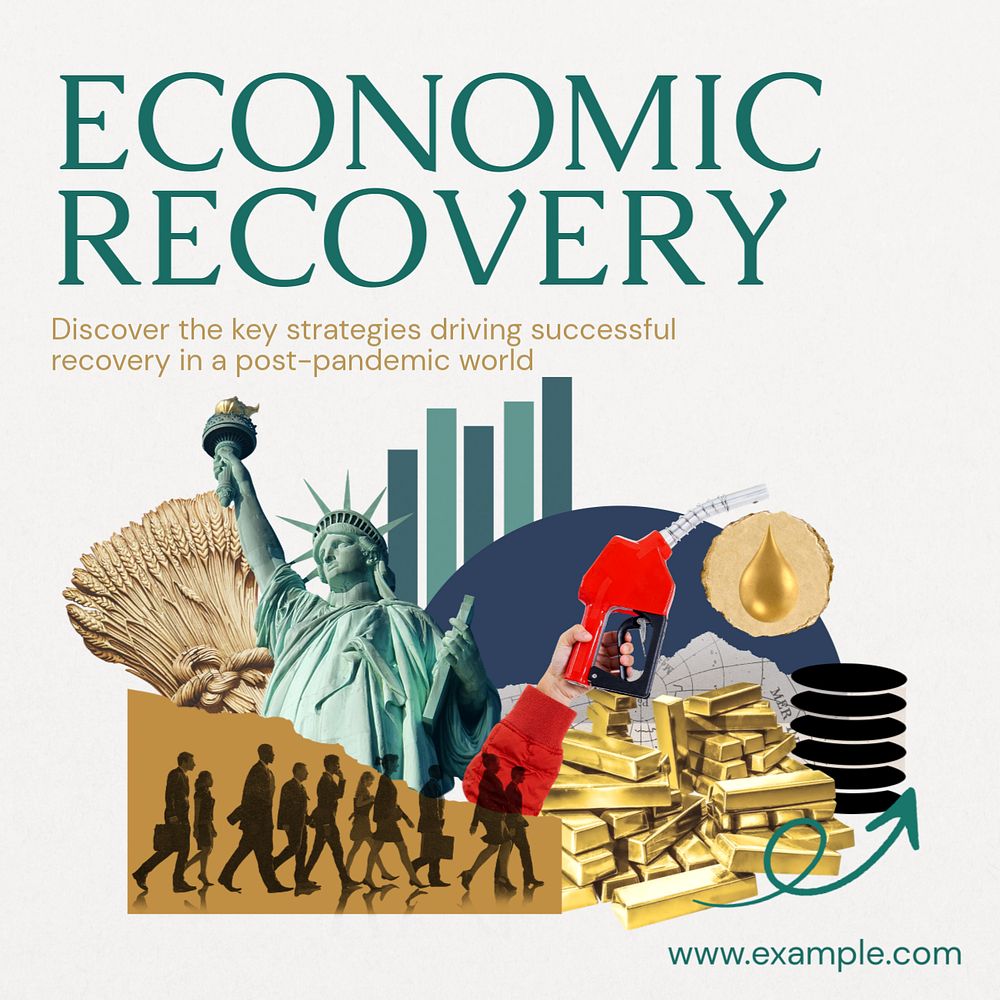 Economic recovery Instagram post template, editable text