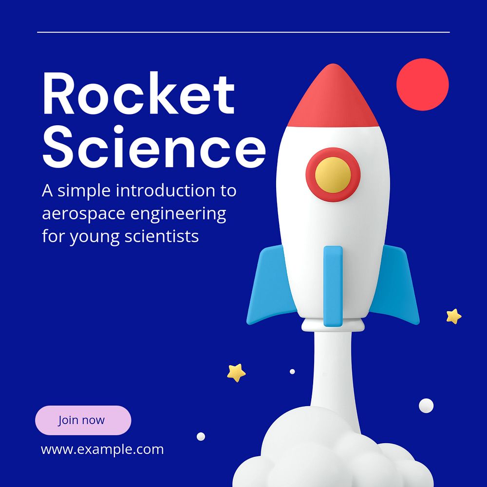 Rocket science Instagram post template, editable text