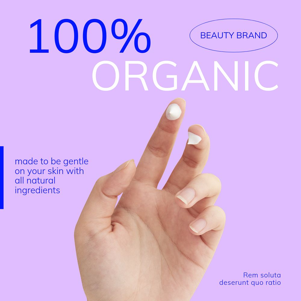 Organic beauty product Instagram post template, editable text