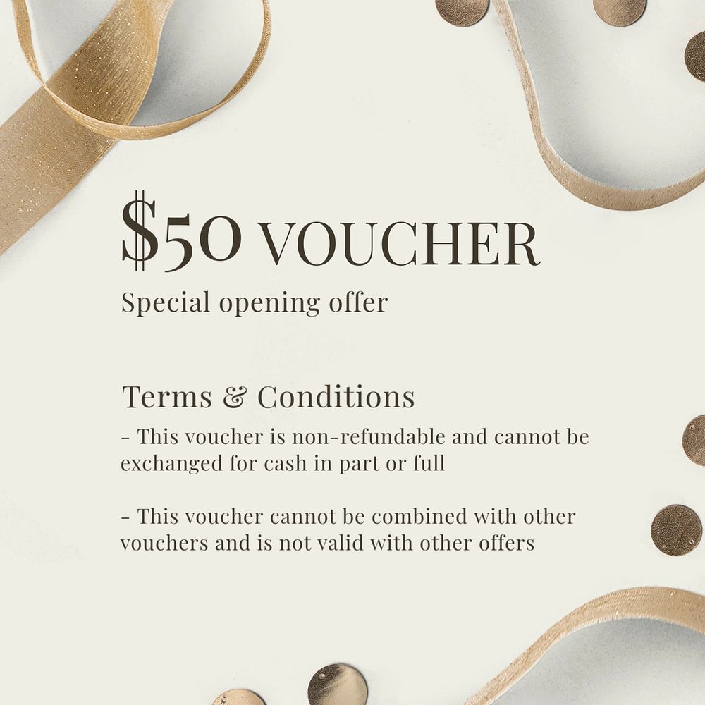 Gift voucher Instagram post template, editable text