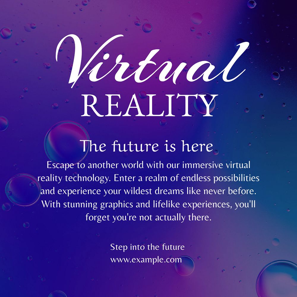 Virtual reality Instagram post template, editable text