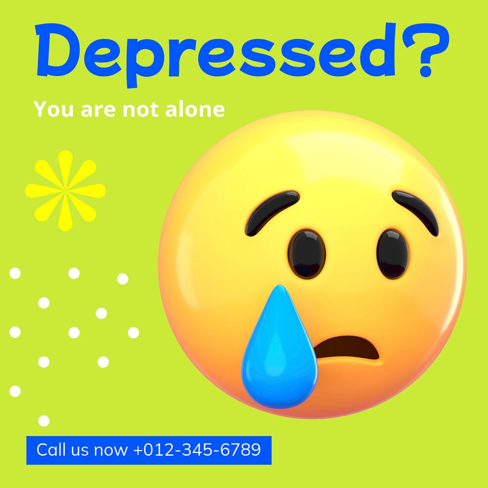 Depression support Instagram post template, editable text