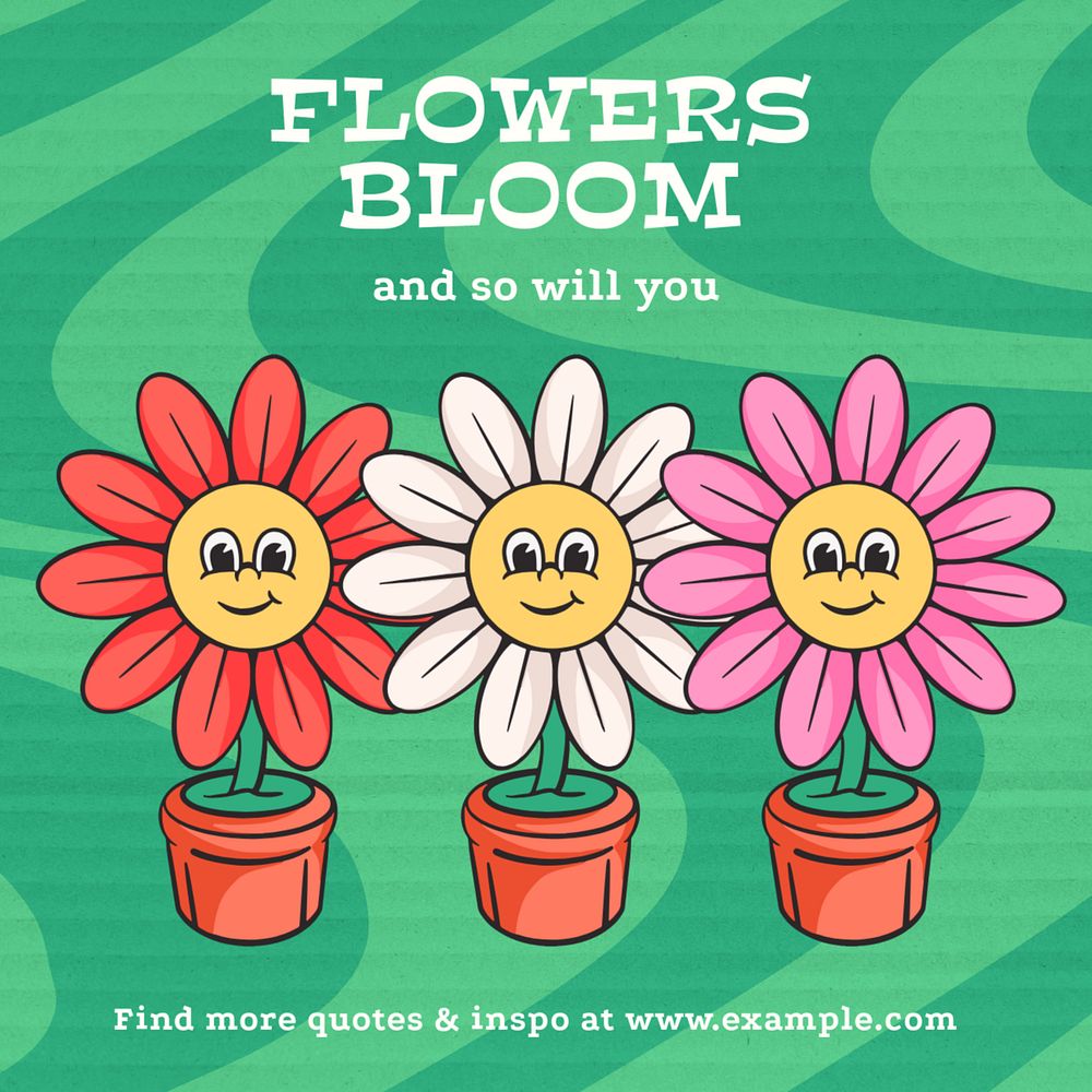 Flowers bloom Instagram post template, editable text