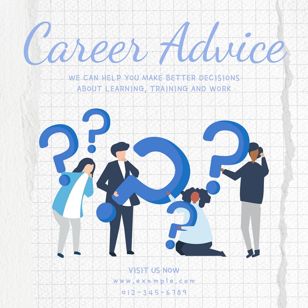 Career advice Instagram post template, editable text