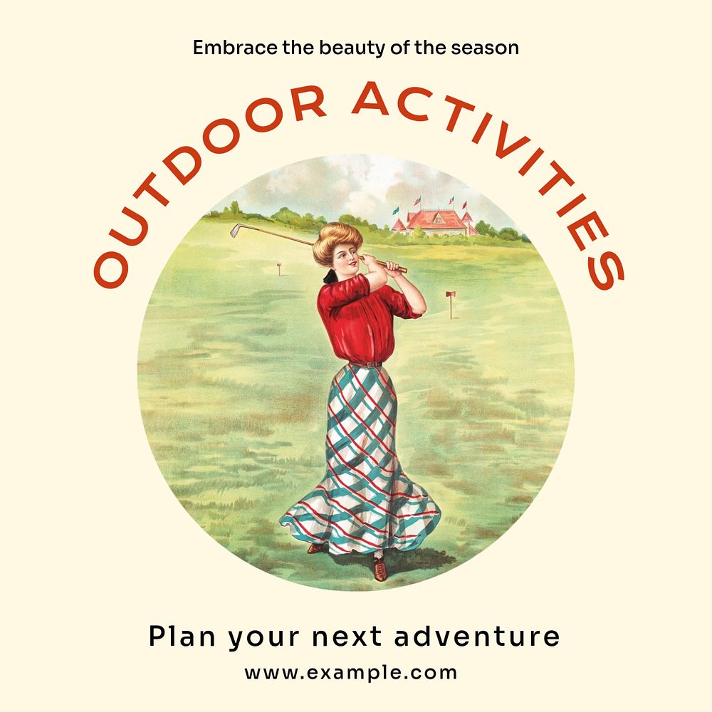 Outdoor activities Instagram post template, editable text