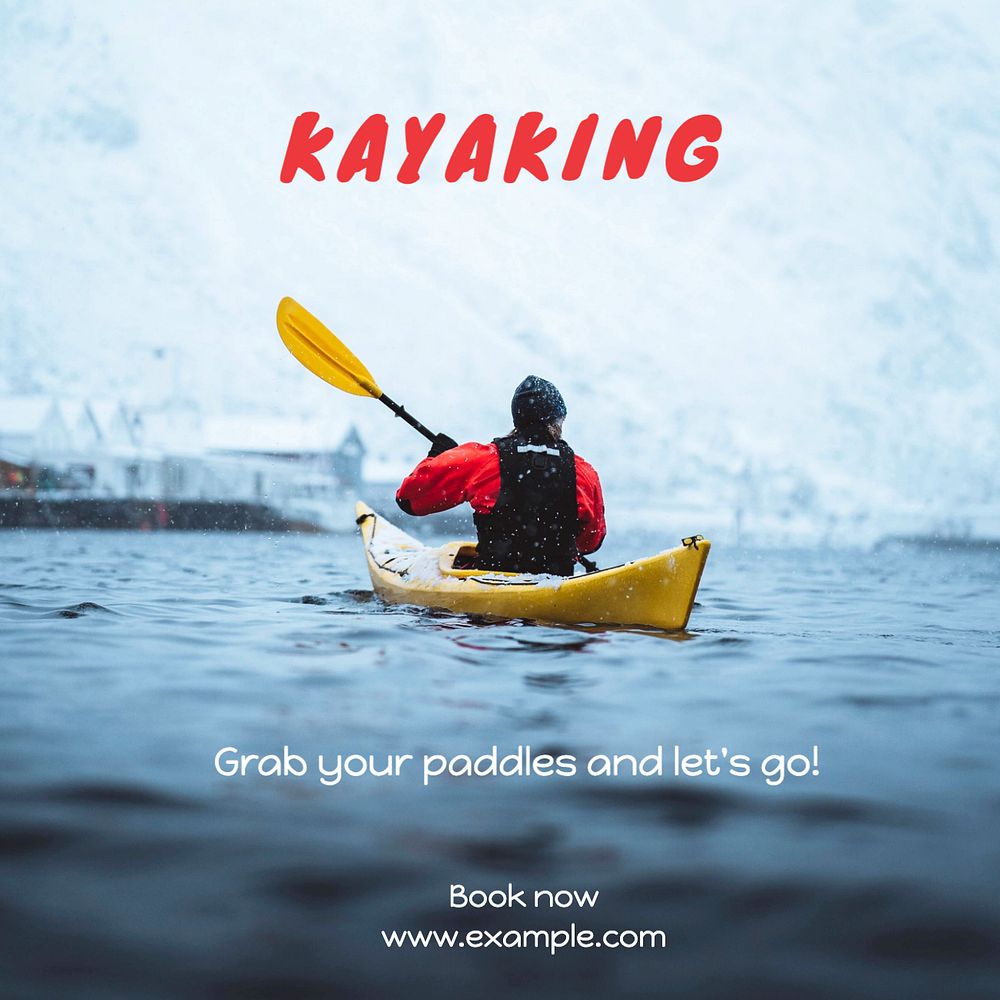 Kayaking Instagram post template, editable text