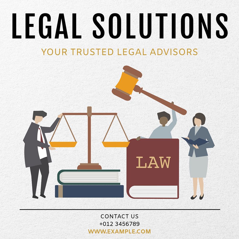 Legal solution Instagram post template, editable text