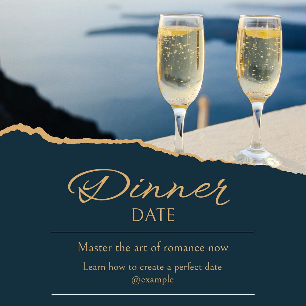 Dinner date Instagram post template, editable text