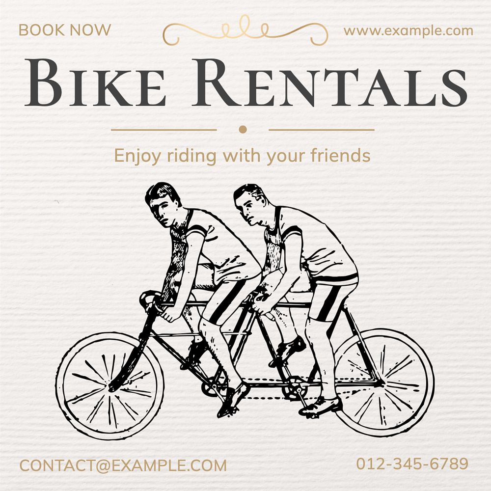 Bike rentals Instagram post template, editable text