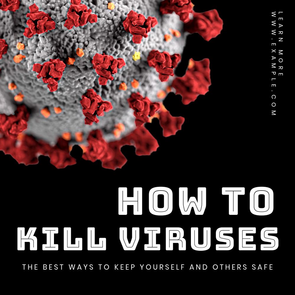 Kill viruses Instagram post template, editable text