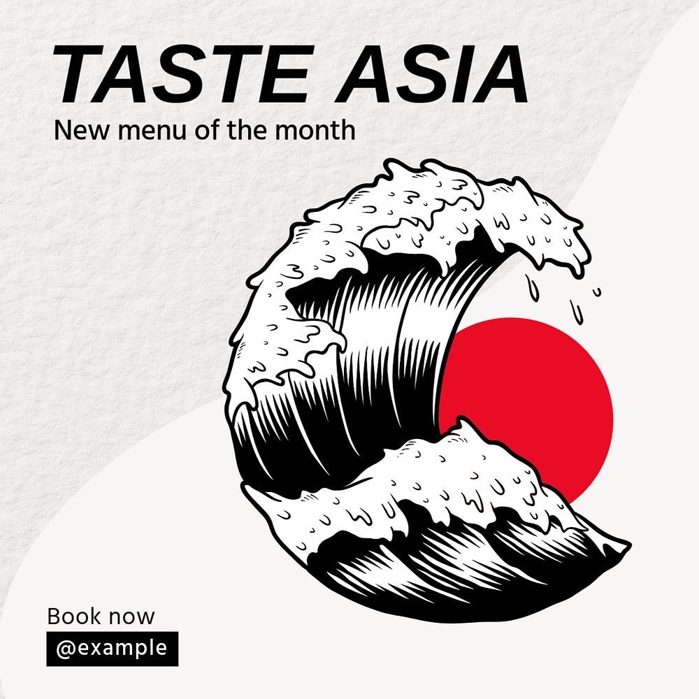 Taste asia Instagram post template, editable text