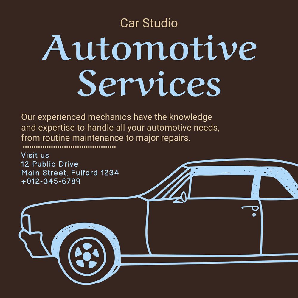 Auto services Instagram post template, editable text