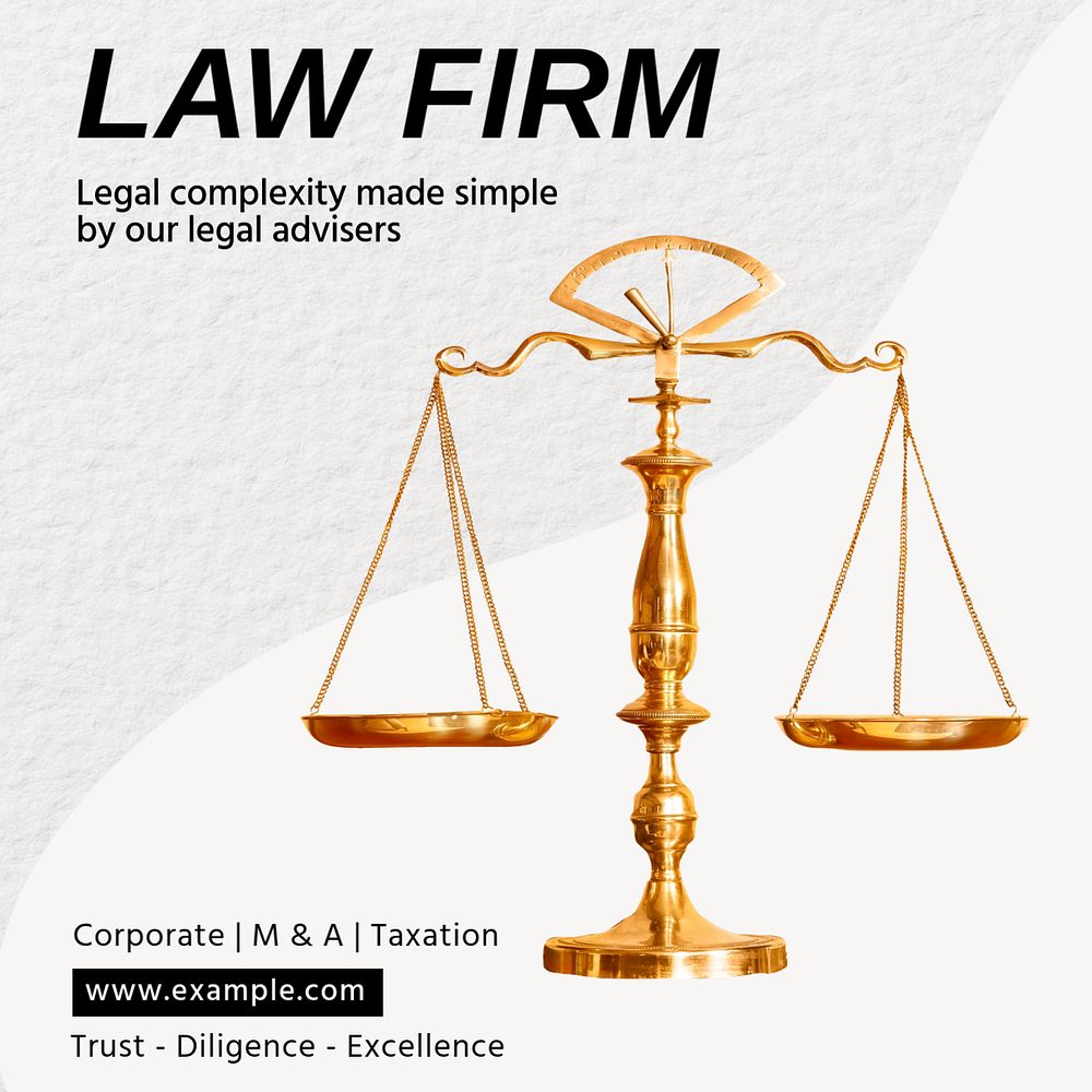 Law firm Instagram post template, editable text