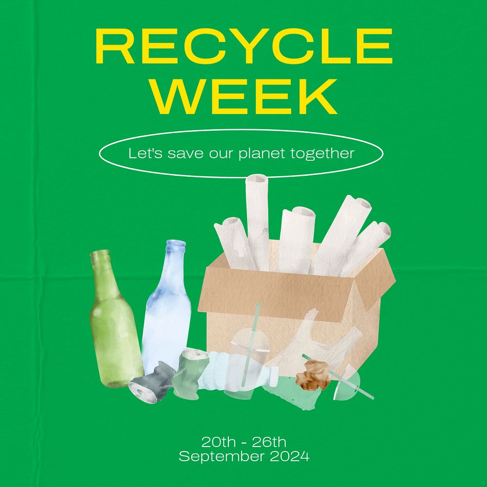 Recycle week Instagram post template, editable text