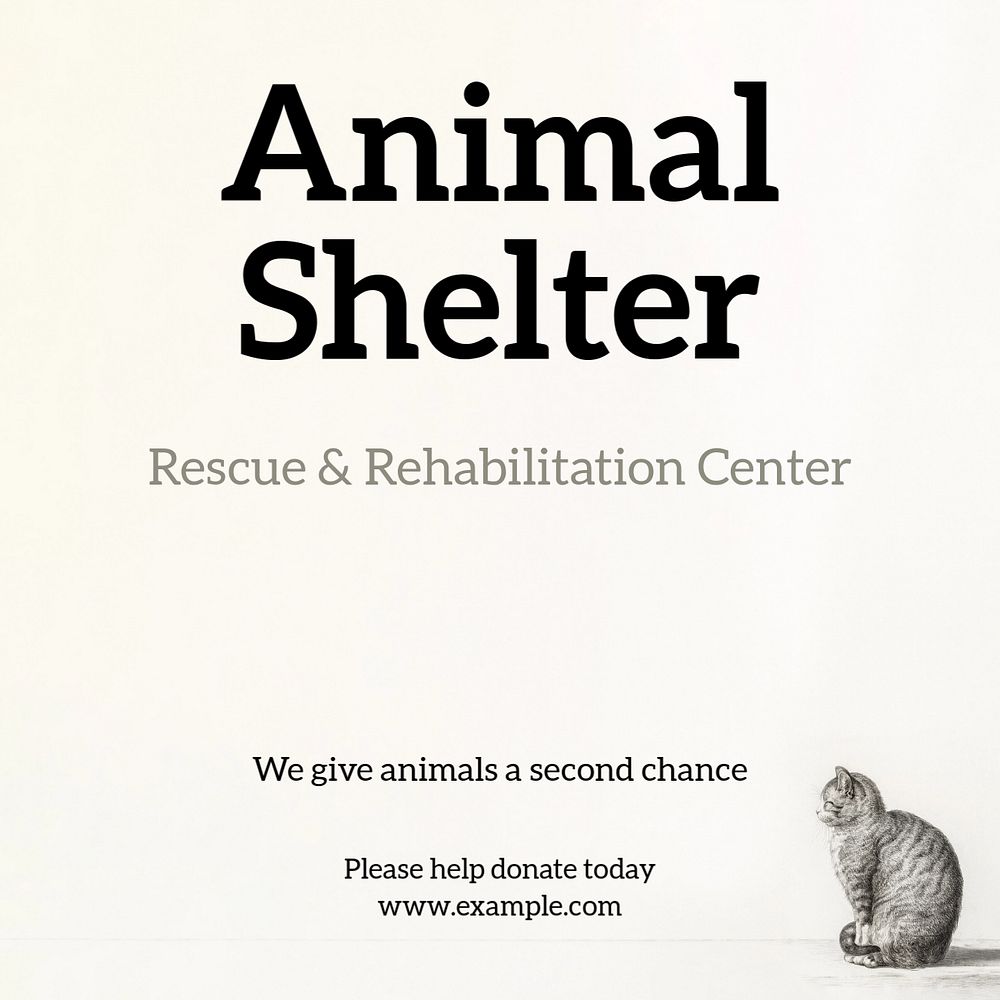 Animal shelter Instagram post template, editable text