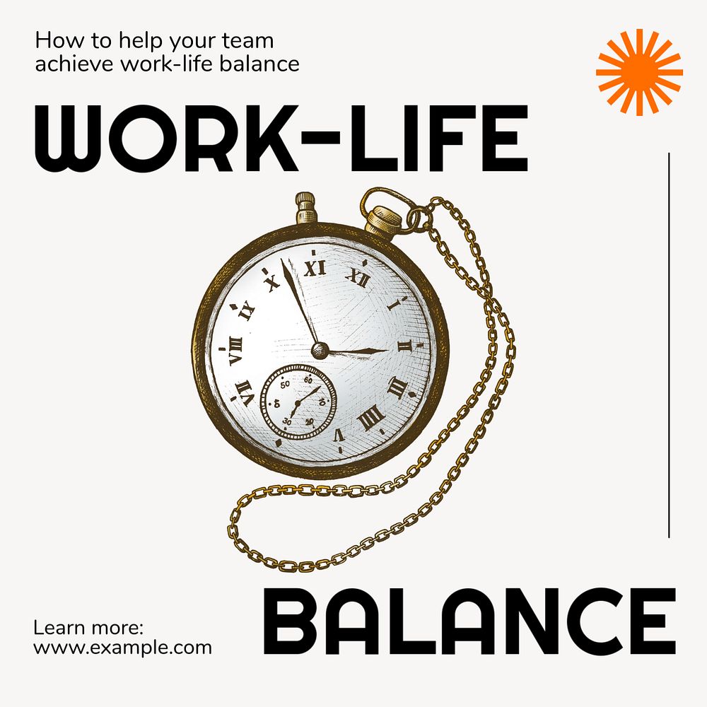 Work-life balance Instagram post template, editable text