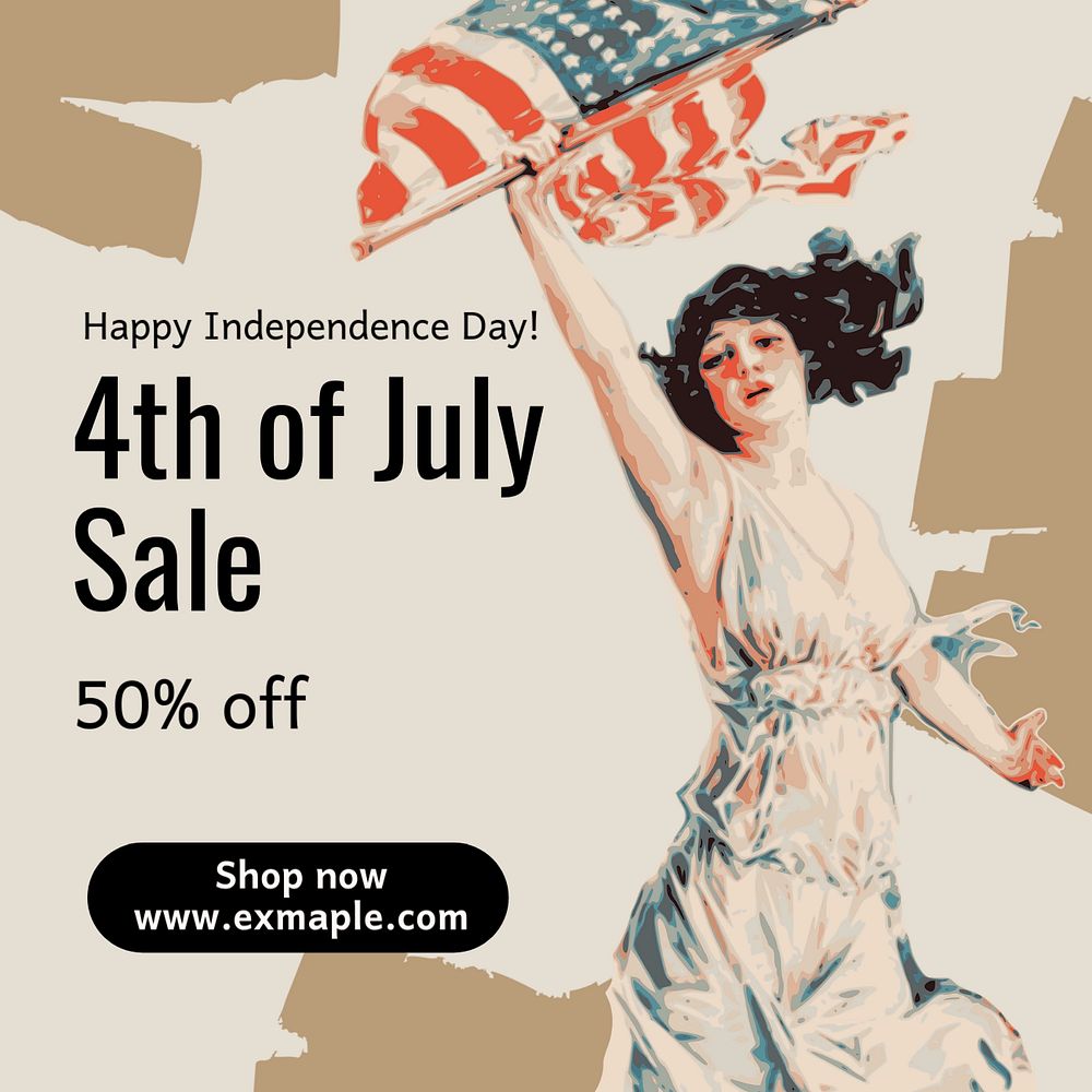 4th of July sale Instagram post template, editable text