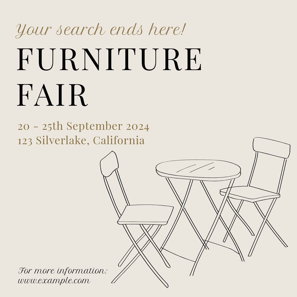 Furniture fair Instagram post template, editable text