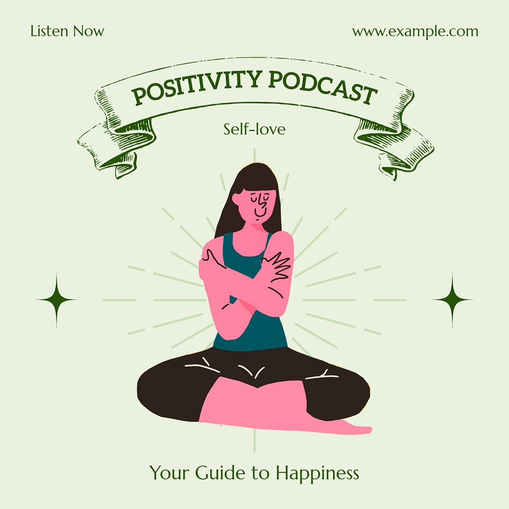 Positivity podcast Instagram post template, editable text