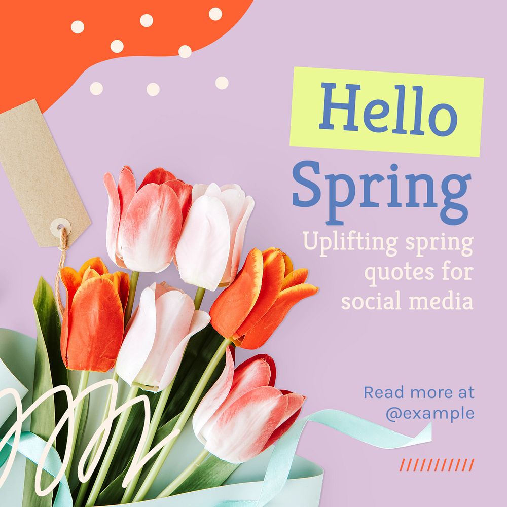 Hello spring Instagram post template, editable text