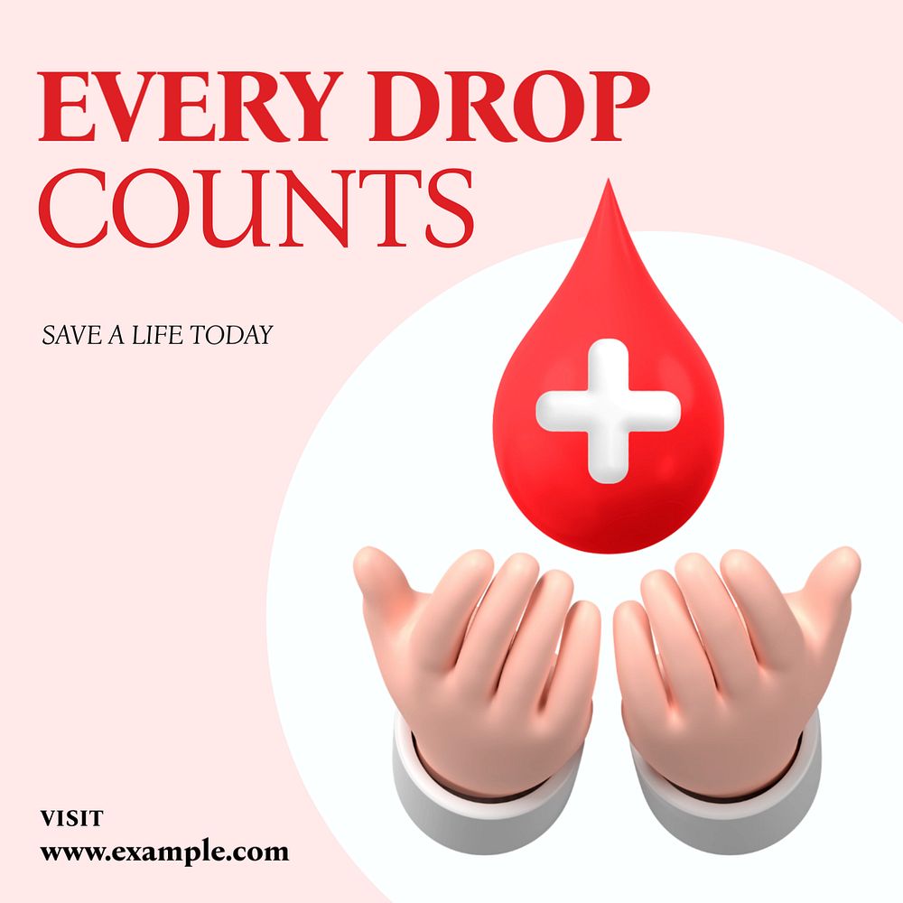 Blood donation Instagram post template, editable text