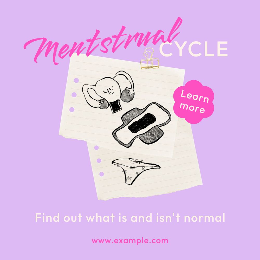 Menstrual cycle Instagram post template, editable text