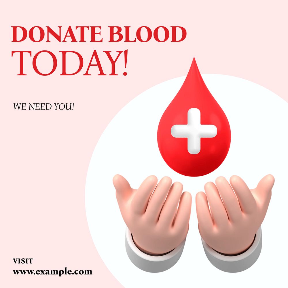 Blood donation Instagram post template, editable text