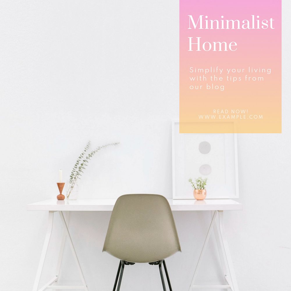 Minimalist home decor Instagram post template, editable text