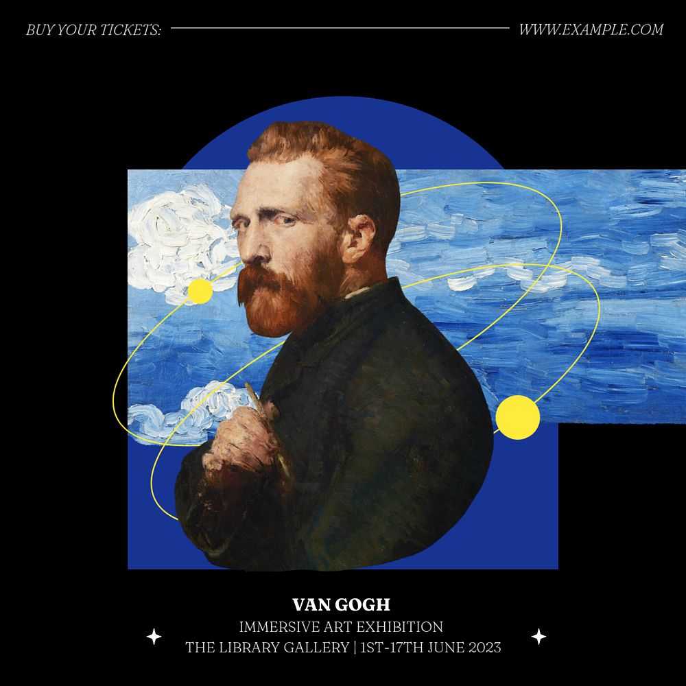 Van Gogh exhibition Instagram post template, editable text