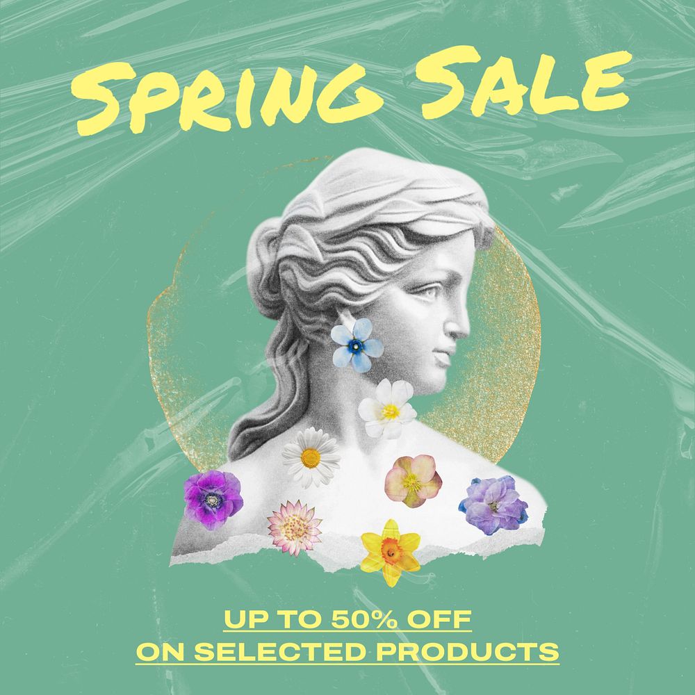 Spring sale Instagram post template, editable text