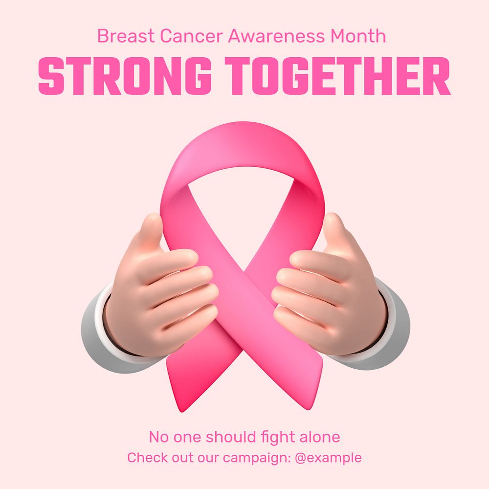 Breast cancer awareness Instagram post template, editable text