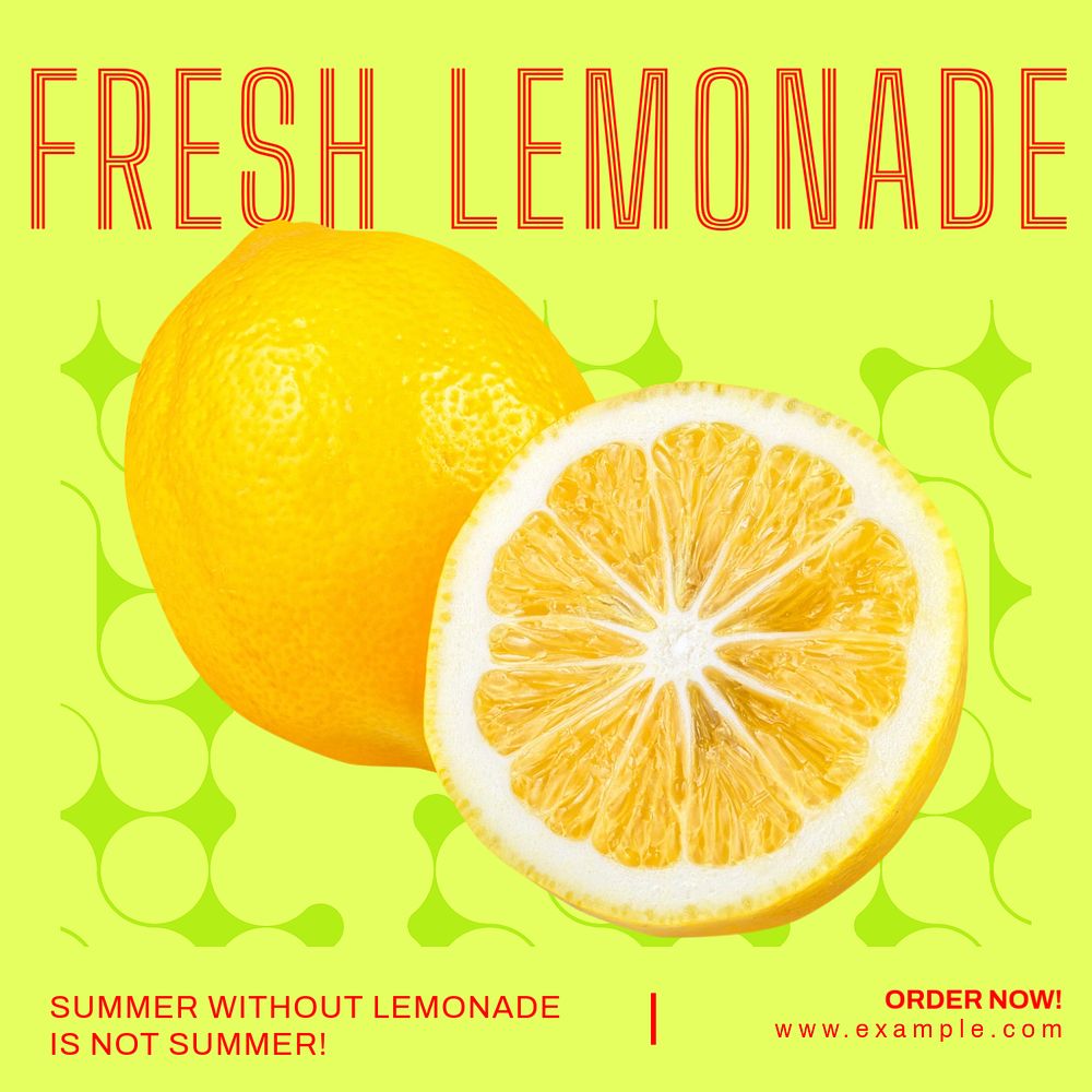 Fresh lemonade Instagram post template, editable text