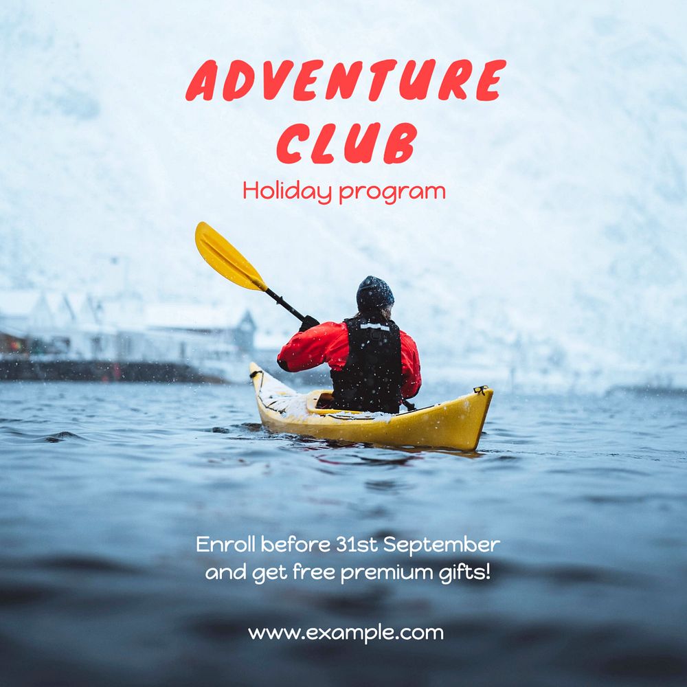 Adventure club Instagram post template, editable text