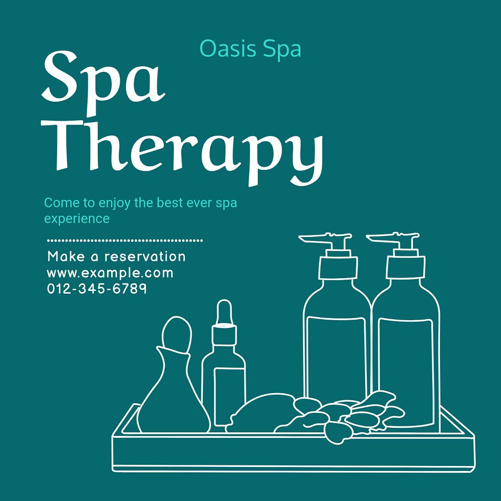 Spa therapy Instagram post template, editable text