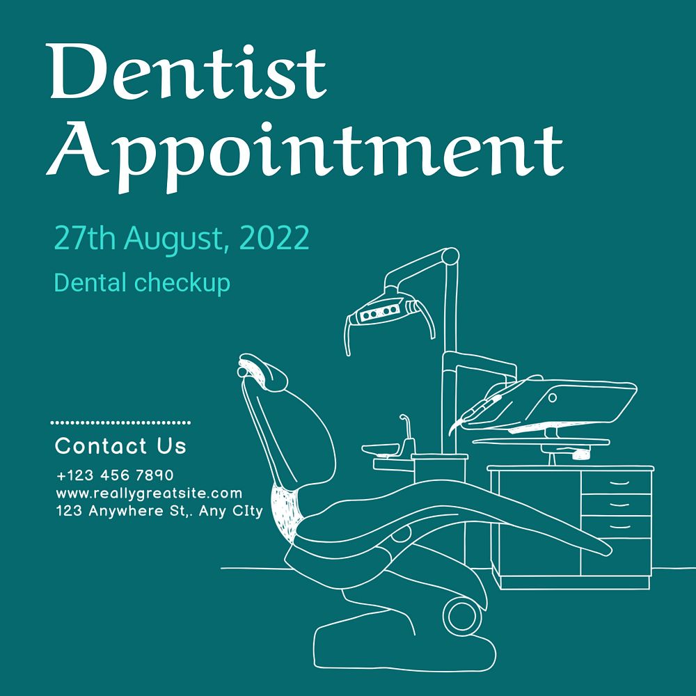 Dentist appointment Instagram post template, editable text