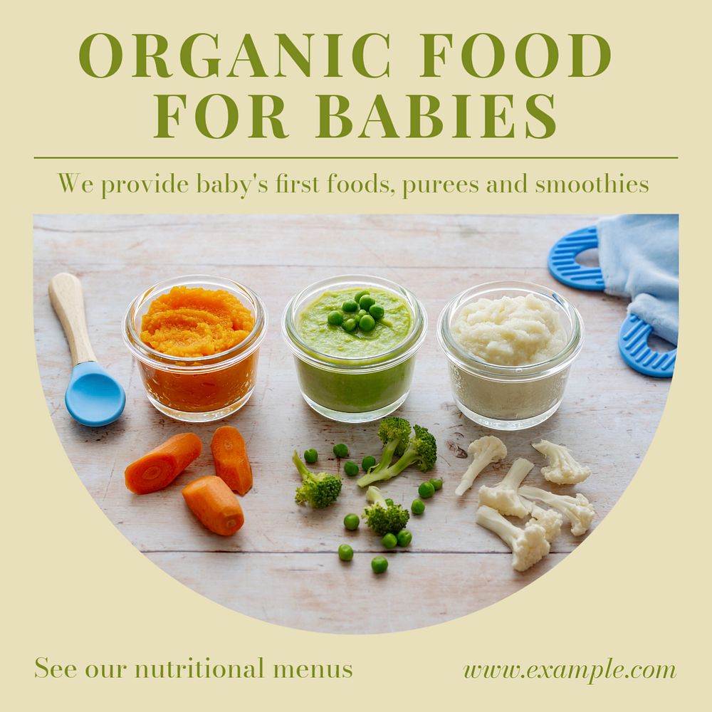 Baby food Instagram post template, editable text