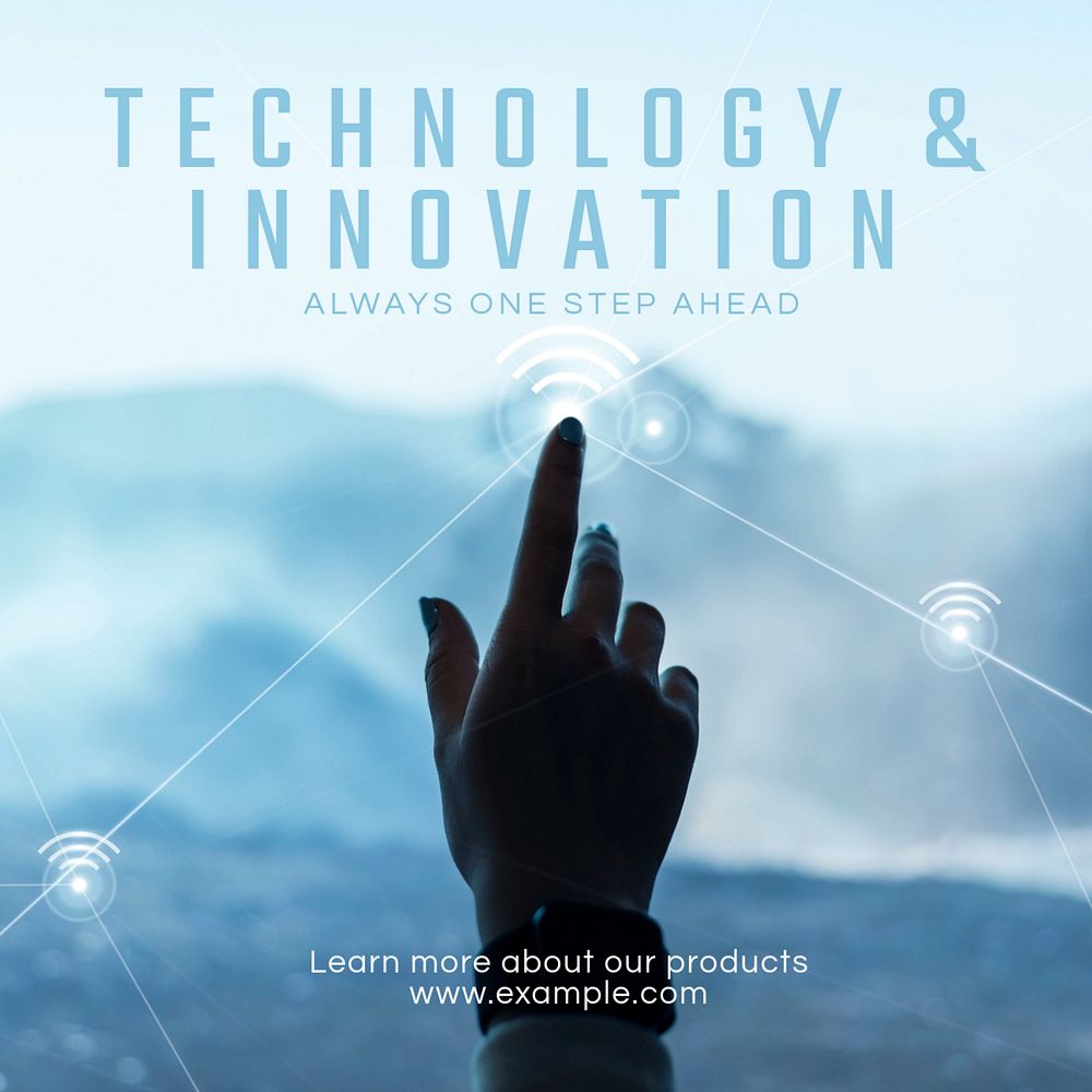 Technology & innovation Instagram post template, editable text