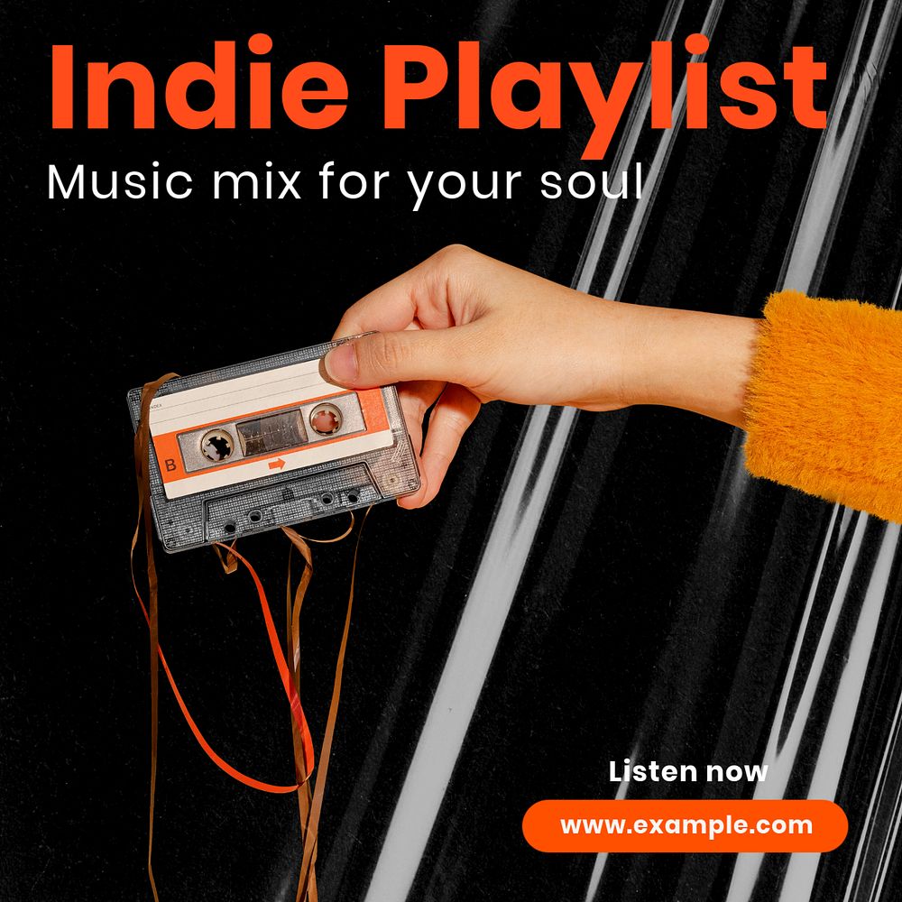 Indie playlist Instagram post template, editable text