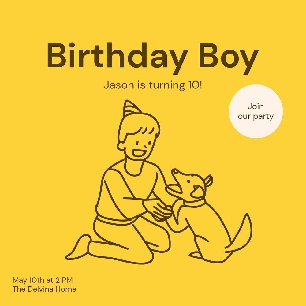 Birthday boy Instagram post template, editable text