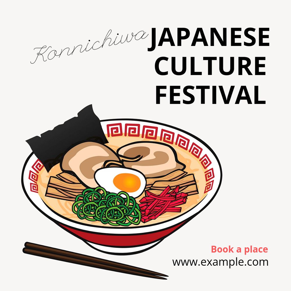 Japanese culture festival Instagram post template, editable text