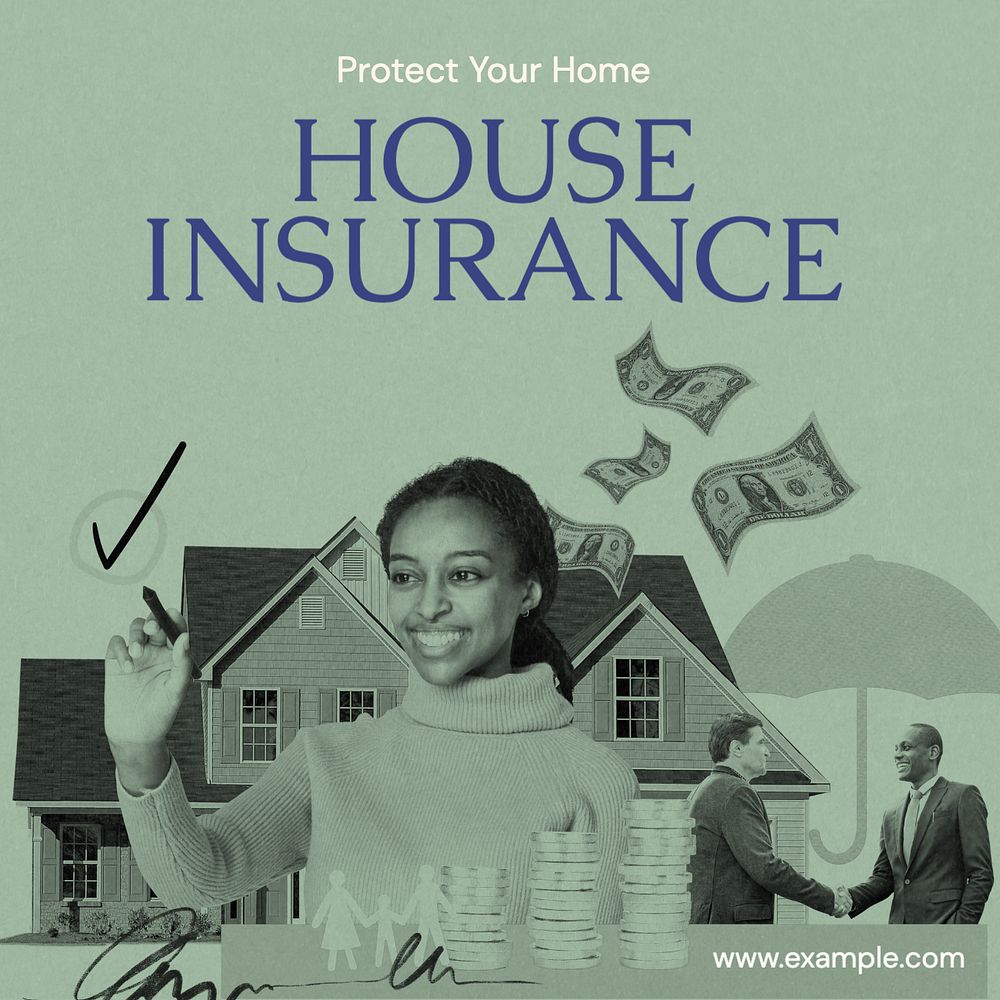 House insurance Instagram post template, editable text