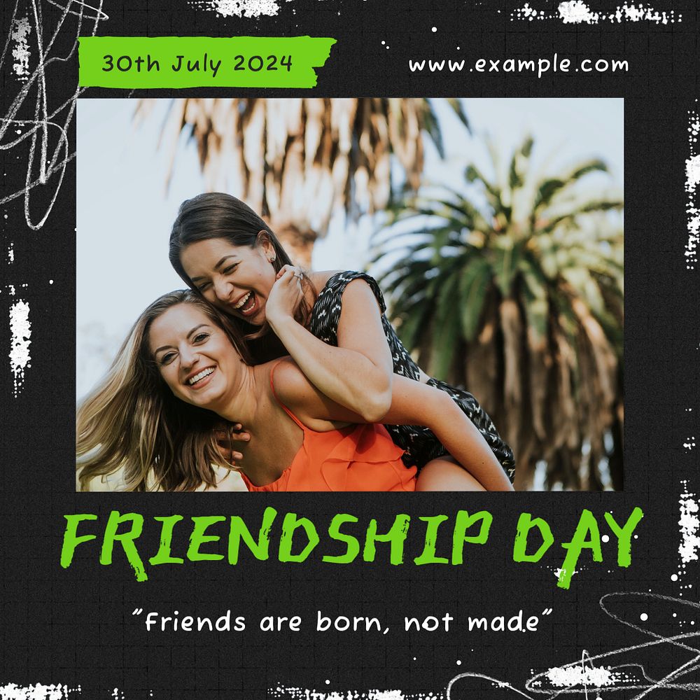 Friendship day Instagram post template, editable text